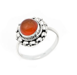 Bague minimaliste en argent massif 925 faite à la main avec cabine en cornaline rouge Onyx Bijouterie fine écologique Bague en cornaline rouge adaptée aux cadeaux - Product Image 1