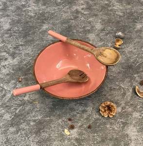 Encantador cuenco de madera impreso pintado a mano, acento de mesa decorativo para cocina, exhibición de comedor y uso de regalo - Product Image 1