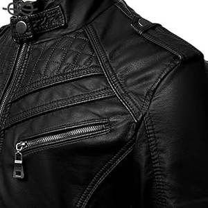 Chaqueta de motorista de piel de cordero auténtica negra para hombre, chaqueta de motocicleta auténtica Vintage para hombre, prendas de vestir exteriores duraderas con estilo para jinetes - Product Image 2