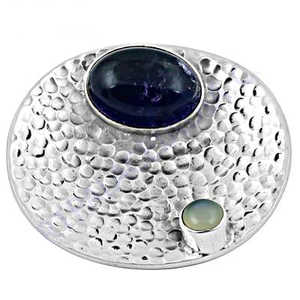 แหวนทองเหลืองตอกลายแบบดั้งเดิม แบรนด์ส่วนตัวที่ได้รับอนุญาต ประดับด้วยพลอยสีน้ำเงินและสีเขียว ปรับขนาดได้ ฟรีไซส์ - Product Image 2