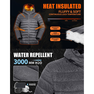 Men's Winter Custom Design Stand Collar Hooded Puffer <b>Jacket</b> with Front Logo Printing Waterproof & Breathable Outerwear - Product Image 4