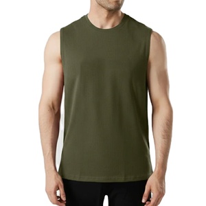 Camiseta Deportiva de Yoga para Hombre, Sin Mangas, Color Sólido, Transpirable, Corte Lateral Personalizado, Ropa de Gimnasio Transpirable OEM - Product Image 4