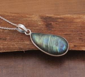 925 Sterling Silver Labradorite Fantaisie Pierre Collier Pendentif À La Main Sculpté Boho Idée Cadeau pour les Femmes - Product Image 5