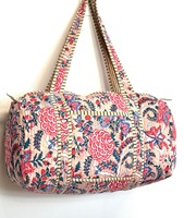 Sac de voyage sportif tactique de luxe en coton imprimé à la main à motifs floraux - Écologique, durable, de haute qualité, grande fermeture éclair