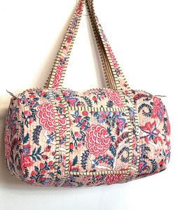 Sac de voyage décontracté en coton imprimé à la main, de luxe, écologique, de haute qualité, grande capacité, fermeture éclair, multi-usages - Product Image 3