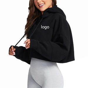 Fábrica personalizada mujer ropa deportiva Fitness Yoga algodón polar gimnasio con capucha Jogger recortada pulóver sudadera Crop Top Sudadera con capucha 2025 - Product Image 5