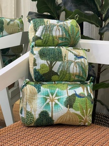 White Palace Quilted Cotton for <b>Bags</b> Set 3 Eco-Friendly Waterproof Zipper Vintage Makeup <b>Storage</b> Case <b>Large</b> Small Capacity - Product Image 2