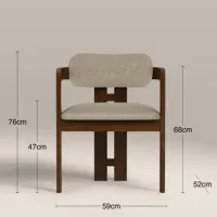 Chaise de salle à manger courbée avec cadre en bois de noyer brun, assise et dossier rembourrés gris