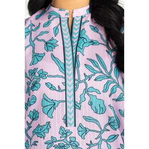 Chemise en soie imprimée Dobby violet clair décontractée pour femmes, broderie florale, col mandarin, tailles XS à 4XL pour le printemps/été - Product Image 4