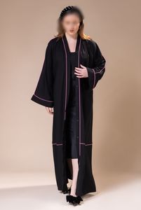 Vente en gros de robes Abaya de luxe personnalisées en soie à manches longues, anti-rides, taille XXL, vêtements islamiques de Dubaï, vêtements musulmans traditionnels - Product Image 2