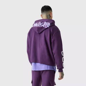 Survêtements 2pcs Jogging Suits Zip Up Screen Heat-Transfer Printing Cotton Tracksuit Cargo Flare Sweatpants And Hoodie Jogger Set - Product Image 4