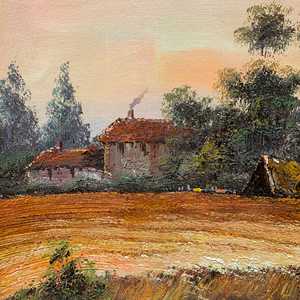 20 In× 24 in dipinti ad olio d'arte dipinti a mano 100% paesaggio classico del campo - Product Image 1