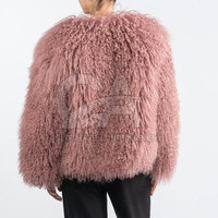 Manteau en fourrure de Mongolie à manches longues en taille adulte Veste d'hiver chaude pour femmes Vrai manteau en fourrure de Mongolie