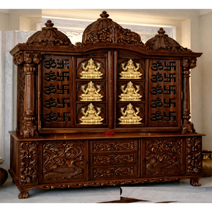Mandir de Madera Ashtalakshmi Estilo del Sur de la India, Mandir Ashtalakshmi Tallado a Mano de Primera Calidad, Gabinete de Puja Ashtalakshmi de Diseño, Canadá - Product Image 1