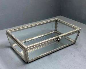 Boîte à bijoux en laiton avec finition en verre, fer et argent, décoration d'intérieur, rangement pour collier, bague, pour conserver des souvenirs inoubliables, boîte unique - Product Image 5