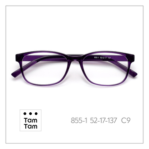 กรอบแว่นตา TamTam รุ่นคลาสสิก น้ำหนักเบา ป้องกันแสงสีฟ้า ทรงสี่เหลี่ยมเต็มกรอบ สีม่วง 855-1 กรอบอะซิเตท - Product Image 1