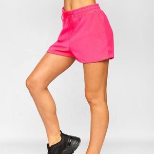 Short de survêtement décontracté respirant d'été pour femmes en polyester solide avec cordon de serrage personnalisable et deux poches latérales-Vente en gros - Product Image 5