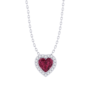 Collar de Oro de 18 Pulgadas Chapado en Oro/Rodio/Oro Amarillo/Oro Rosa con Colgante de Piedra Preciosa de Circonita Cúbica con Corte de Corazón y Turmalina - Product Image 1