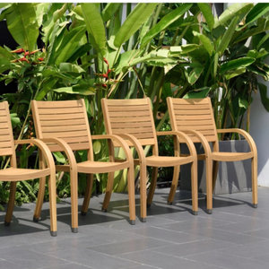 Chaise longue de salle à manger d'extérieur en bois de teck moderne coussin en tissu léger portable confort au bord de la piscine - Product Image 5