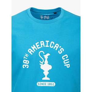 T-Shirt America's Cup 38 SINCE1851 Azzurra Vestibilità Ampia 100% Cotone Jersey 180g Grammatura Tessuto T-Shirt Designer con Motivo - Product Image 4