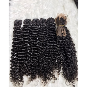 Meilleure Qualité 100% Naturel Vietnamien Extensions de Cheveux Humains Profond Bouclés Remy Cheveux Machine Double Trame Cheveux Tissage Bundle Tout - Product Image 1