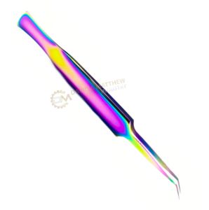 Pinzas de pestañas de acero inoxidable de 45 grados hechas a mano logotipo personalizado etiqueta privada herramienta de extensión de pestañas de alta calidad punta puntiaguda 13cm - Product Image 4