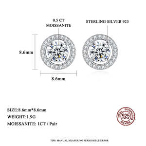 Boucles d'oreilles Bliss Solitaire Studs 1-4 Ct Moissanite, design Halo - Product Image 1