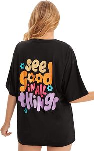 T-shirts à manches courtes en coton pour femmes T-shirts amples avec logo et design personnalisés OEM pour dames à col rond - Product Image 5