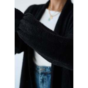 Cardigan en tricot noir long jusqu'aux chevilles - Product Image 3