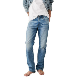 กางเกงยีนส์ขาตรงสำหรับผู้ชายกางเกงยีนส์ผ้าเดนิมแฟชั่นทรงพอดีตัวสำหรับผู้ชายดีไซน์ระบายอากาศได้ดี - Product Image 6