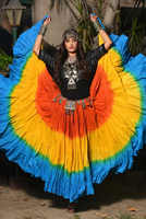 Jupe en coton tribale gypsy du Rajasthan faite à la main, multicolores, bohème, fusion, danse, lehenga avec un design ombré évasé