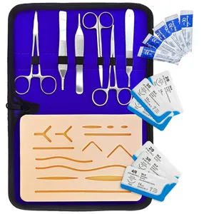 Полный набор для тренировки хирургических швов с изогнутой подушечкой для тренировок, наборы для практики незначительной хирургии
