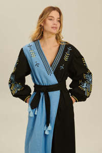 2025 recién llegados vestidos casuales mujeres noche manga completa con bordado a mano ucraniano hasta la rodilla vestidos diseñador algodón - Product Image 2