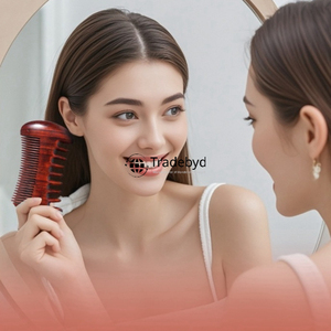 หวีไม้สะเดาป้องกันรังแคดูแลเส้นผมหวีนวดหนังศีรษะสำหรับผมหยิกตรงแบบพรีเมี่ยม - Product Image 5