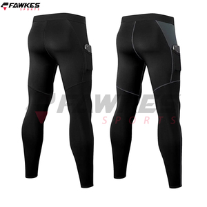 Pack personnalisé de leggings de compression pour hommes, pantalon d'entraînement, leggings de gymnastique athlétique avec poches pour homme, taille L - Product Image 3