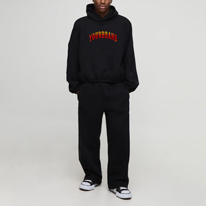 Survêtement de haute qualité à la mode 2 pièces pour hommes sérigraphie personnalisée logo lourd 500GSM couleur unie 2 pièces survêtement homme - Product Image 6