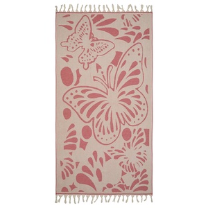 Serviette turque en tissu éponge Butterfly, Jacquard Papillon, Rouge, 36x66 pouces - Product Image 5
