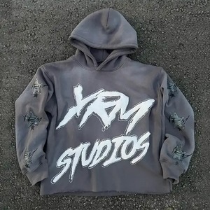 Ensemble de survêtement unisexe délavé effet usé, brodé, pour sports d'hiver, comprenant un sweat à capuche et un pantalon de jogging évasé - Product Image 5