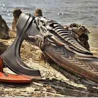 Hache Viking à double lame de qualité industrielle personnalisée SCL, acier au carbone 45, manche en bois, haute qualité, camping, chasse