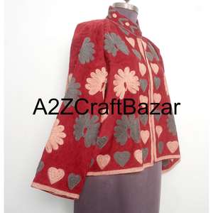 Chaqueta Cotrise A2ZCraftBazar, Bordado Vintage, Cuello Mao, Corte Regular, Transpirable, Ecológica, Forro de Algodón para Todas las Temporadas - Product Image 2