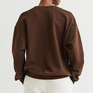 2025 Custom Logo Printed Front <b>Women's</b> Oversized Fleece Crewneck <b>Winter</b> Solid Eco-Friendly Breathable Long-Sleeved <b>Top</b> - Product Image 2