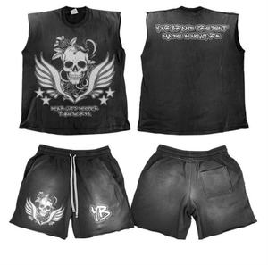 2024 ropa deportiva para hombre, camiseta de manga corta estilo callejero, camiseta sin mangas, pantalones cortos de secado rápido, transpirable, respetuoso con el medio ambiente - Product Image 1