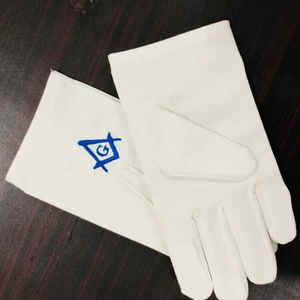 Gants maçonniques unis brodés de cérémonie d'église à bas prix Gants maçonniques en coton blanc - Product Image 4