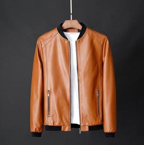 Derniers modèles Vestes en cuir pour hommes Conceptions personnalisées Oem Vestes en cuir teintées de couleur unie avec fermeture à glissière Vestes de style bombardier - Product Image 3