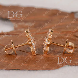 2.15 CW Bezel Set Rose Gold Trendy Floral Wedding Anniversary Moissanite Diamond Drop <b>Earrings</b> Halo Cluster Gift <b>Moon</b> Shape - Product Image 3