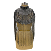 Capes scintillantes brodées à la main pour femmes tendance, longues franges, robes de soirée islamiques, tenues de créateur, vêtements du Moyen-Orient