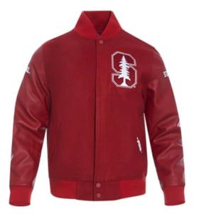 Vestes universitaires en laine personnalisées en gros pour hommes, veste de baseball avec corps en laine et manches en cuir, OEM/ODM accepté - Product Image 1