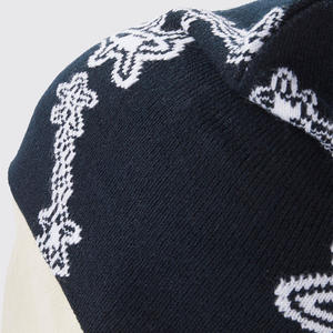 Bonnet Jacquard OEM avec Broderie 3D Personnalisée – Bonnets Tricotés d'Hiver Chauds et Confortables pour Promotion de Marque (Motif Nœud à Pois) - Product Image 3