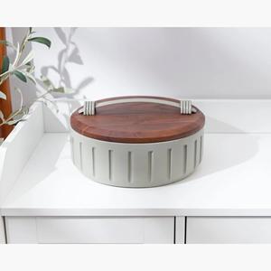 Marmite/Casserole/Plat à fondue isotherme à double paroi en acier inoxydable avec support en bois pour restaurants, hôtels et usage domestique - Product Image 2
