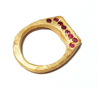 Bague en argent sterling 925 plaqué or avec pierre précieuse rubis rouge, forme romantique, sertissage pavé, pour mariage et fiançailles, pour femme